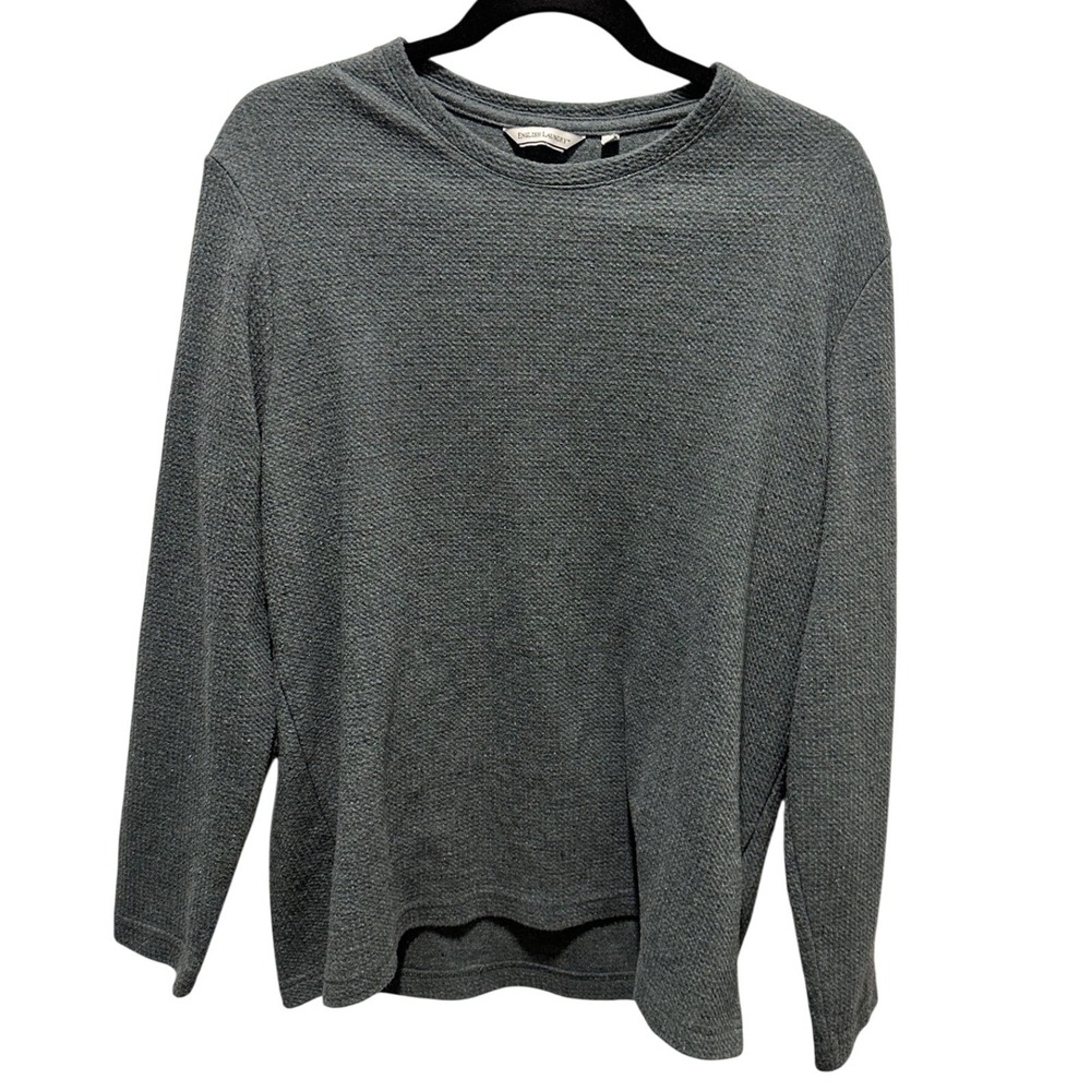 English Laundry Textured Crew Neck Long Sleeve Sweater Men's Size L Gray‎ Cozy